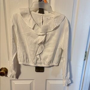ZARA girls ruffled long sleeve blouse; size: L(13-14)